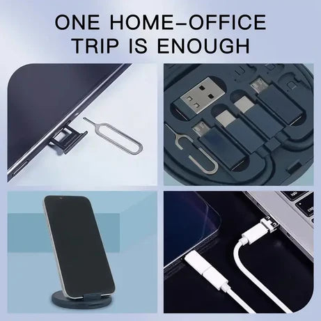 Multi USB Charging Adapter Cable Kit, USB C to iOS Adapter for Travel , Conversion Set A & Type C to Male Micro /Type C/iOS Device, Data Transfer, Card Storage, Tray Eject Pin, Phone Holder