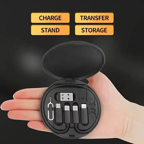 Multi USB Charging Adapter Cable Kit, USB C to iOS Adapter for Travel , Conversion Set A & Type C to Male Micro /Type C/iOS Device, Data Transfer, Card Storage, Tray Eject Pin, Phone Holder